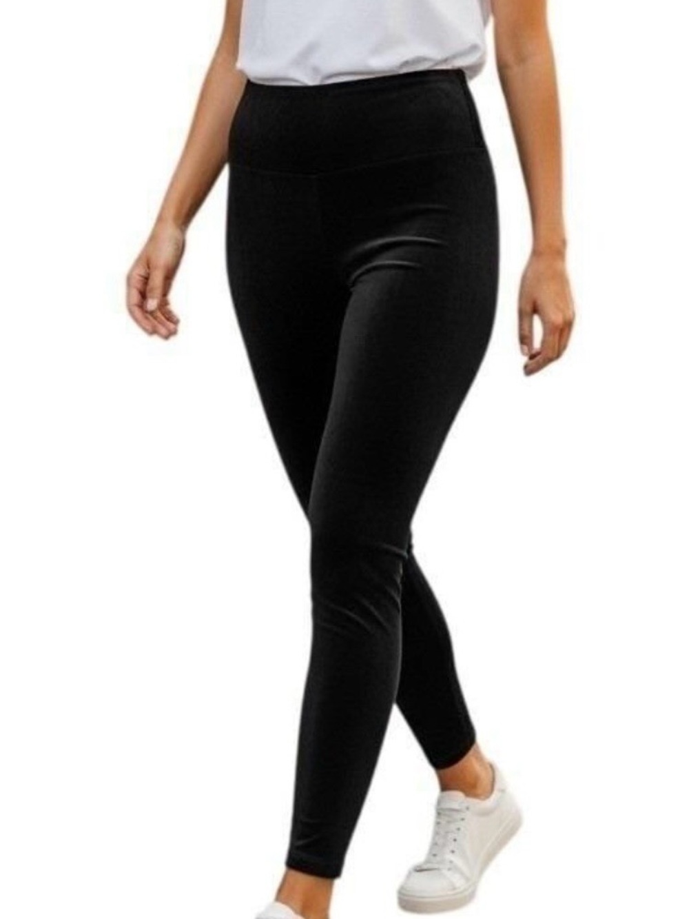 Spanx High-Waist Velvet Black Leggings - Medium